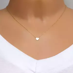 14K arany nyaklánc – lapos szív, merőlegesen összekapcsolt ovális láncszemek kép