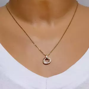 Medál kombinált 585 aranyból – összefonódó karikák, kerek átlátszó cirkóniák kép