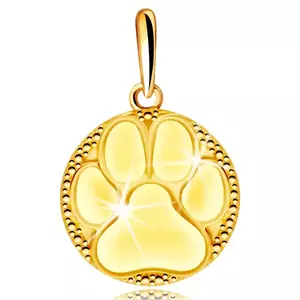 Arany medál 14K aranyból – kerek tükörfényes tábla, állat mancs motívum kép