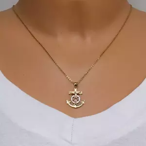 Medál kombinált 14K aranyból – tengerészeti horgony Jézussal a kereszten kép