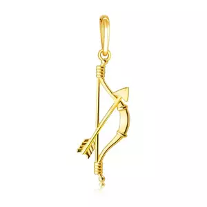 Medál 585 sárga aranyból – íj és nyíl, sima és tükörfényes felület kép