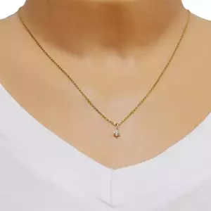 14K arany medál - csillogó kerek cirkónia négyzet alakú tartóban kép