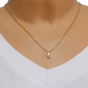 14K arany medál - középen cirkónia sorral díszített hasított vonalakkal kép