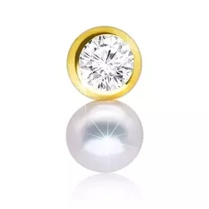 14K arany medál - kerek csillogó cirkónia, sima fehér édesvízi gyöngy kép