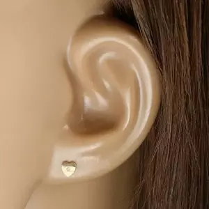 14K sárga arany gyémánt fülbevaló - szív egy apró, briliánssal kép