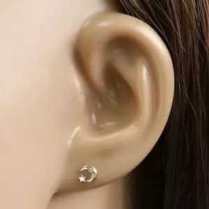 Gyémánt fülbevaló 14K sárga aranyból - fényes hold és csillag, tiszta briliánsok kép