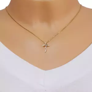 Gyémánt medál kombinált 14K aranyból - kereszt , briliánsokkal kirakva kép