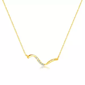 14K sárga arany gyémánt nyaklánc - szabálytalan hullámvonal, tiszta briliánsok kép