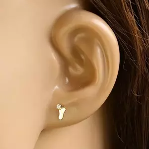 14 K sárga arany gyémánt fülbevaló - láb és kéz szimbólum, tiszta briliánsokkal kép