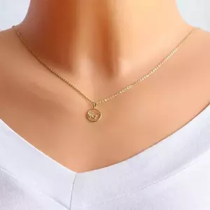 9K arany medál, 'Bika' csillagkép, kör, tiszta cirkóniákkal kép