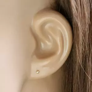9K sárga arany fülbevaló - egyszerű, fényes gyöngy, 2 mm, stekker zár kép