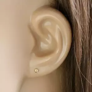 9K sárga arany fülbevaló, fényes félgömb, rovátkákkal kép