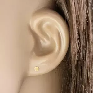 9K sárga arany fülbevaló - fényes lapos kör, stekker zár, 3mm kép