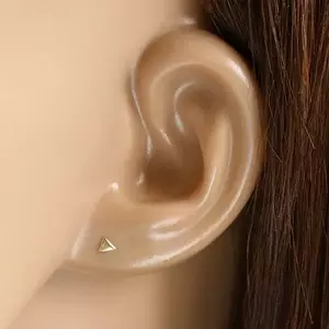 Fülbevaló 9K sárga aranyból – fényes ívelt egyenlő oldalú háromszögek kép