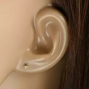 Fülbevaló 9K sárga aranyból - ötágú csillag, sima fényes felület, stekker zár kép