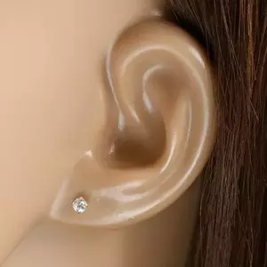 Fülbevaló 9K aranyból - csillogó, kerek, tiszta cirkónia foglalatban, 3 mm, stekker zár kép