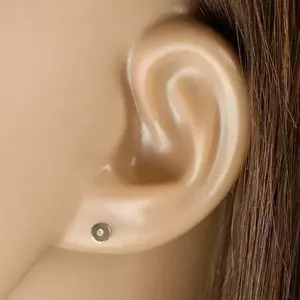 9K sárga arany fülbevaló - lapos kör tiszta cirkóniával, fényes és sima felület kép