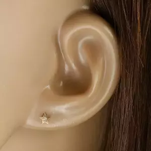 Fülbevaló 9K sárga aranyból – ötágú csillag egy cirkóniával, sima fényes felület kép