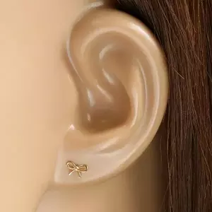 9K sárga arany fülbevaló - fényes lapos masni kép