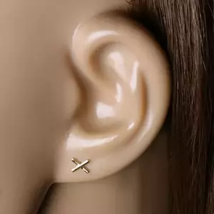 9K sárga arany fülbevaló - "XO" szimbólum - Ölelés és csók, stekker zár kép