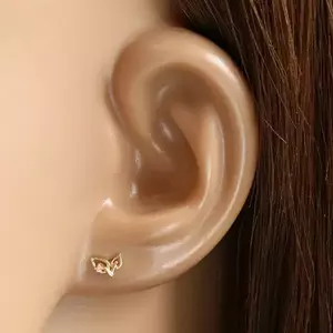 9K sárga arany fülbevaló – két levél átlátszó kerek cirkóniával kép