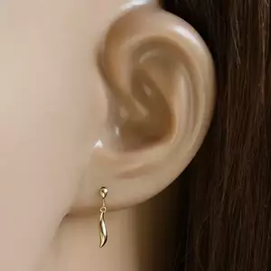 Fülbevaló 9K aranyból - fényes függőleges hullámok sárga aranyból, fülbevaló, stekker zár kép