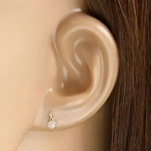 Fülbevaló 9K aranyból – kör virág alakban elhelyezett átlátszó cirkóniákkal kirakva kép