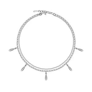 925 Ezüst bokalánc- fényes, lógó cseppek, dupla lánccal kép