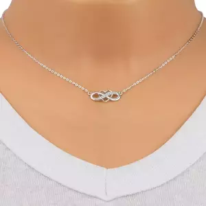 925 ezüst nyaklánc - szív körvonal átlátszó cirkóniákkal, finom lánccal kép