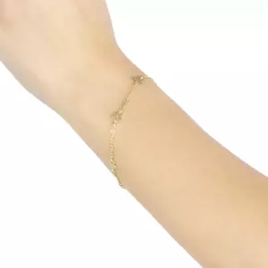 585 sárga arany karkötő - pillangó sziluettek, sima és sugárszerűen díszített láncszemek kép