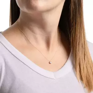 585 Arany nyaklánc, sárga arany - átlátszó cirkónia szív, vékony lánc kép