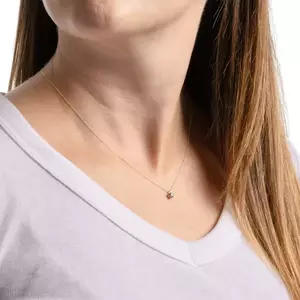 585 sárga arany nyaklánc - világoskék cirkónia szív, finom láncon kép