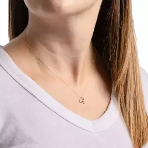 Gyémánt 14K sárga arany nyaklánc - szív átlátszó briliánssal kép