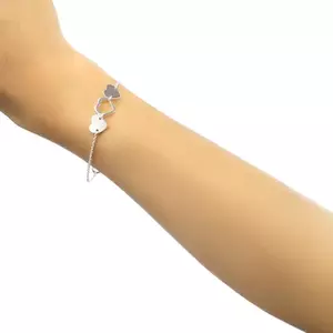 925 ezüst karkötő - két tömör szív, egy körvonal, fényes felülettel kép