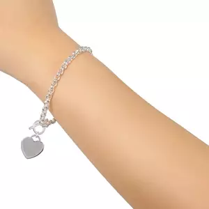 925 ezüst karkötő - lapos szív lakat, billenőzárral kép