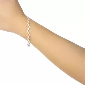 925 ezüst karkötő - váltakozó sima és cirkóniás láncszemek kép