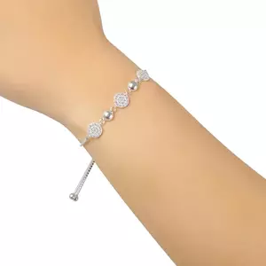 925 ezüst karkötő - cirkóniás korongok, félgömbök, állítható hossz kép