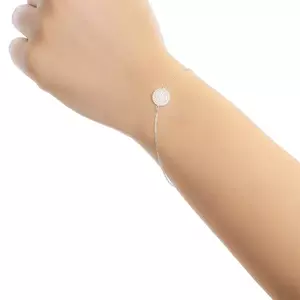 925 ezüst karkötő - kör átlátszó cirkóniákkal, lapos láncszemmekkel kép