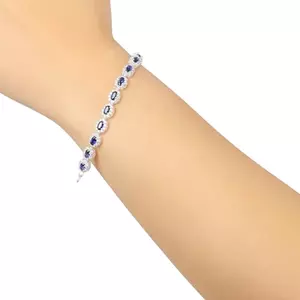 925 ezüst karkötő - ovális, átlátszó és zafírkék cirkóniákkal kép