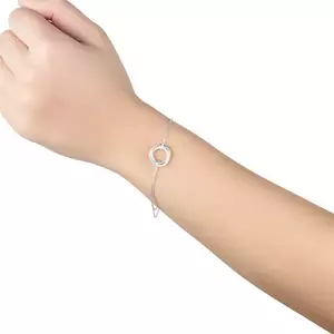 925 ezüst karkötő - három átfűzött kör, átlátszó cirkóniák, dupla láncon kép