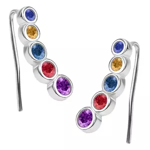 925 ezüst fülbevaló - ív színes Swarovski kristályokkal, afrikai akasztóval kép