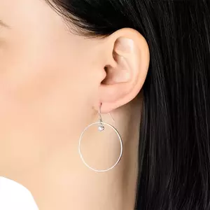 925 ezüst fülbevaló - átlátszó cirkónia, afrikai akasztókon lógó karikák kép