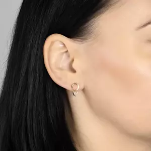 585 sárga arany fülbevaló - körvonallal, átlátszó cirkónia szívvel kép