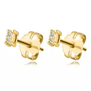 375 sárga arany fülbevaló - apró téglalap, két kerek cirkóniával kép