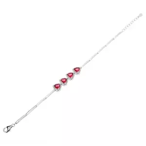 925 ezüst karkötő, háromszögű cirkóniák rózsaszín színben, átlátszó szegély kép