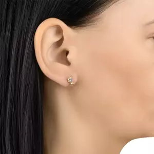 Fülbevaló 9K sárga aranyból - virág, közepén kék cirkóniával, stekkerzár kép