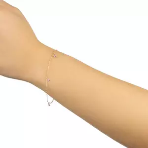 9K sárga arany karkötő - téglalap alakú természetes lila ametiszt kép