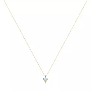 375 sárga arany nyaklánc - kék téglalap alakú cirkónia, három cirkónia átlátszó kör kép