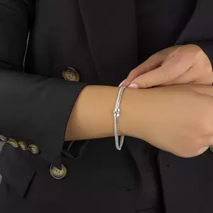 925 ezüst karkötő - dupla lánc, karcsúbb és szélesebb oválisok kép