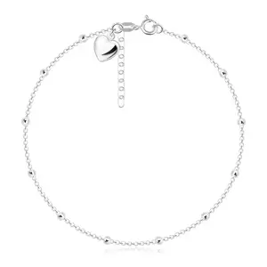 925 ezüst bokalánc - fényes szív, lánc golyókkal kép